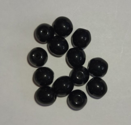 *OVG36  18 x Tsjechische Glaskraal Ovaal  6 x 7mm Zwart