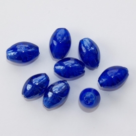 OVG13   4 x Glaskraal Ovaal Donker Blauw 18 x 11mm