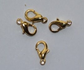 BHS23a    50 x Karabijn slotje Goud kleur  12mm