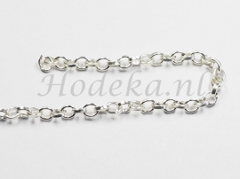 KBH01  10 cm. Jasseron zilver  5 x 4 mm