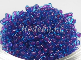 CNR08/23a   Rocailles 500 gr. Blauw Paarse kern 8/0