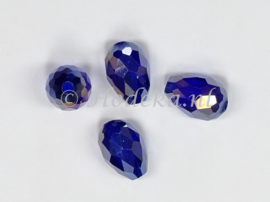 FCT12/13  8 x Facet glaskraal Donker Blauw AB 12 x 8 mm