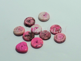 NSD21a  40 x kraal Plat rond van steen Roze ca.3/4 x 12 mm