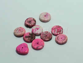 NSD21  8 x kraal Plat rond van steen Roze ca.3/4 x 12 mm