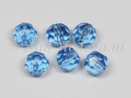 FCR08/12  10 x glaskraal facet Blauw 8mm