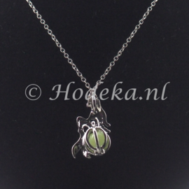 KGD01 ketting met Zeemeerminhanger Glow in the dark Groen