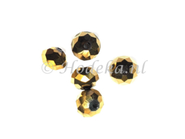 FCT08/05  10 x Facet geslepen glaskraal Rondell Goud  6x8mm