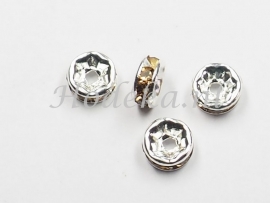 MTS02  5 x Metalen kraal met strass Warm Bruin 6 x 3 mm 