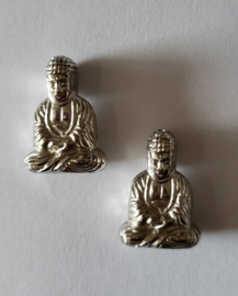 *ACK03  2 x Acrylkraal Buddha Antiek Zilver 20 x 14 mm