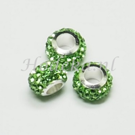 PDM46  1 x pandora style kraal met Licht Groene strass