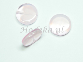 CPR07  8 x Tsjechische Glaskraal Plat rond 15mm Roze en Wit