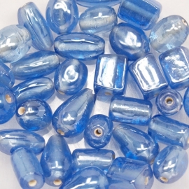 VRM01  50 gram Glaskralen mix Blauw