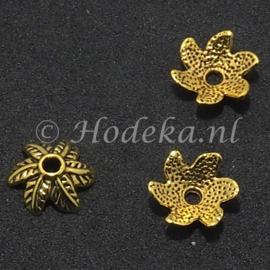 BKK65  8 x  Metalen Kralenkap ca. 11mm Antiek Goud