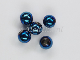 GLR100  10 x glaskraal  blauw  8mm