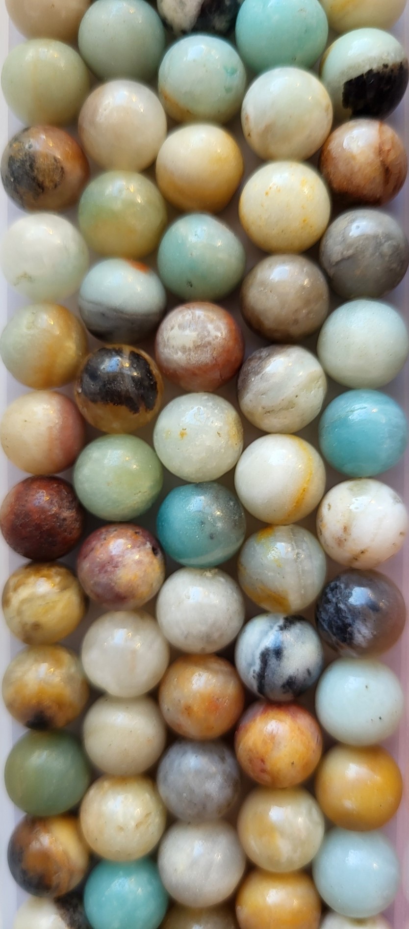 *NSR10/17   5 x natuurstenen kraal *Amazoniet Multicolor* rond 10mm