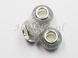 opruiming van de PDK21  1x pandora style Kunsthars kraal Glitter Zilver/Grijs