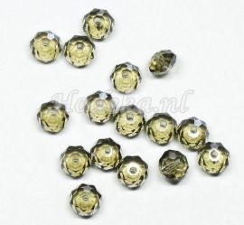 FCT08/13  10 x Facet geslepen glaskraal Olivine Grijs 6x8mm