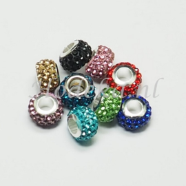 PDM42  1 x pandora style kraal met Licht Blauwe strass