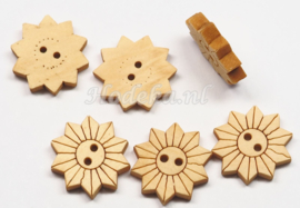 *KNO139 4 x Houten knoop Zon