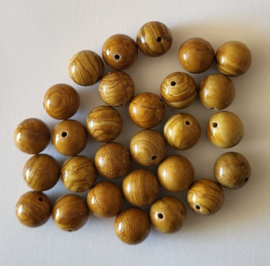 *NSR10/16   5 x natuursteen kraal *versteend hout* rond 10mm