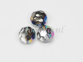 FCD03a 10 x Facetkraal half multicolor Crystal 14mm