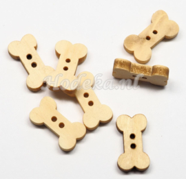 *KNO132 4x Houten knoop hondenbot