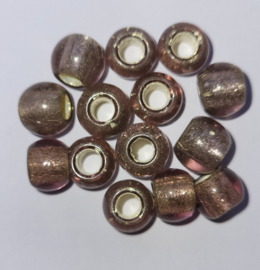 *GLP13   8 x Tsjechische Glaskraal Rondel Paars tinten 8.5 x 11.5 mm
