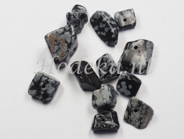 NSG02 12 x Natuursteen Kraal Zwart en Grijs Sneeuwvlok Obsidiaan