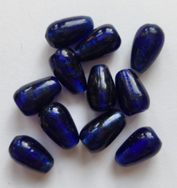 GKD17   5 x Glaskraal druppel Heel donker Blauw ca. 13 x 8mm