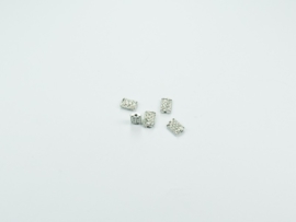*MTL05   10 x  Metalen kraal Rechthoek  7x5mm Antiek Zilver