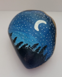 HPS35 Hand painted Happy stone by Hodeka.nl Prachtige Nacht
