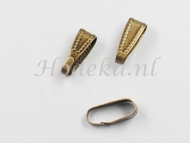 BNH09   10 x klemmetje voor hanger 4x11mm  Brons kleur