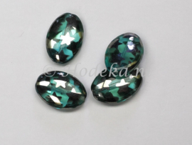 CZO19a   10 x Tsjechische Glaskraal Ovaal 20 x 14mm Zeegroen/Zilver