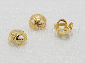 BKK62  12 x  Metalen Kralenkap ca. 8mm Goud kleur