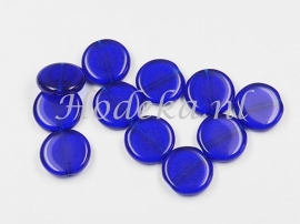 CPR01 10 x Tsjechische Glaskraal Plat rond 10mm donker blauw