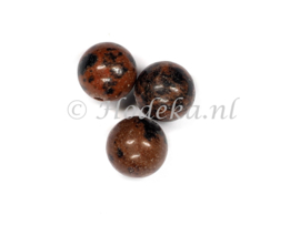 NSR10/09   5 x natuursteen kraal *Mahonie Obsidiaan* rond 10mm