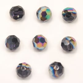 FCD04 2x glaskraal facet half multicolor  paars 14mm