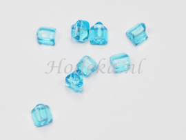 CZA06  40 x Tsjechische Glaskraal driekoek 4.5x5mm Blauw 1 + 1 gratis