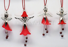 FFP35  Kerst Flower Fairies pakket set van 4 Rood / Zilver