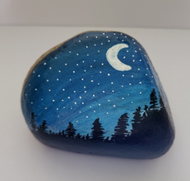 HPS35 Hand painted Happy stone by Hodeka.nl Prachtige Nacht