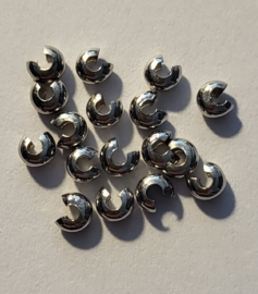 BHV09   16 x knijpkraalverberger Antiek Zilver 4 x 2.5 mm