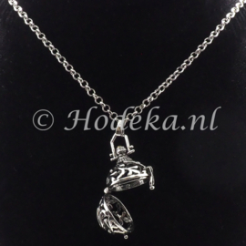 WHE01 1 x ketting  met Engelenroeper antiek zilver