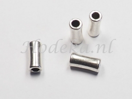 MTL55   8 x Metalen kraal Buisje 12 mm Antiek Zilver