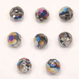 FCD03 2 x Facetkraal half multicolor Crystal ca14mm