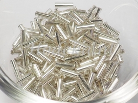 RST01 Rocailles staafjes Transparant zilveren kern 12 gram