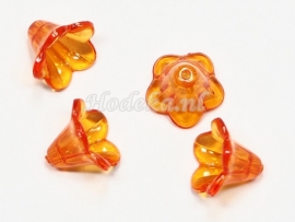 BVE15  3 x Bloem Transparant Donker Oranje 12 x 14mm