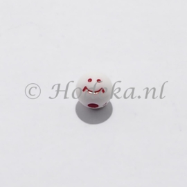 ACP08/79  14 x  Acryl kraal rond 8mm smiley rood