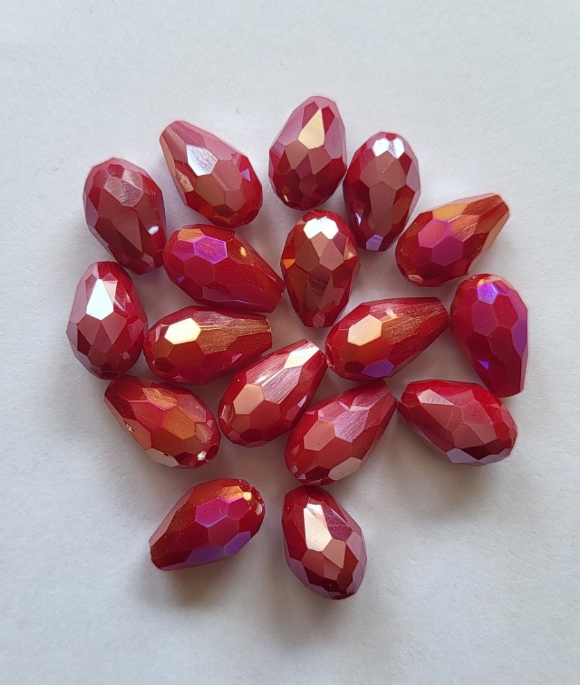 FCT12/17  8 x Facet glaskraal Donker Rood AB 12 x 8 mm