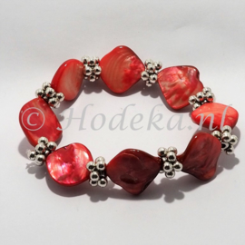 HMH03-02  Armband met schelp Rood kant en klaar