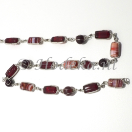 KKS05  10 cm. Ketting met glazen kralen Rood